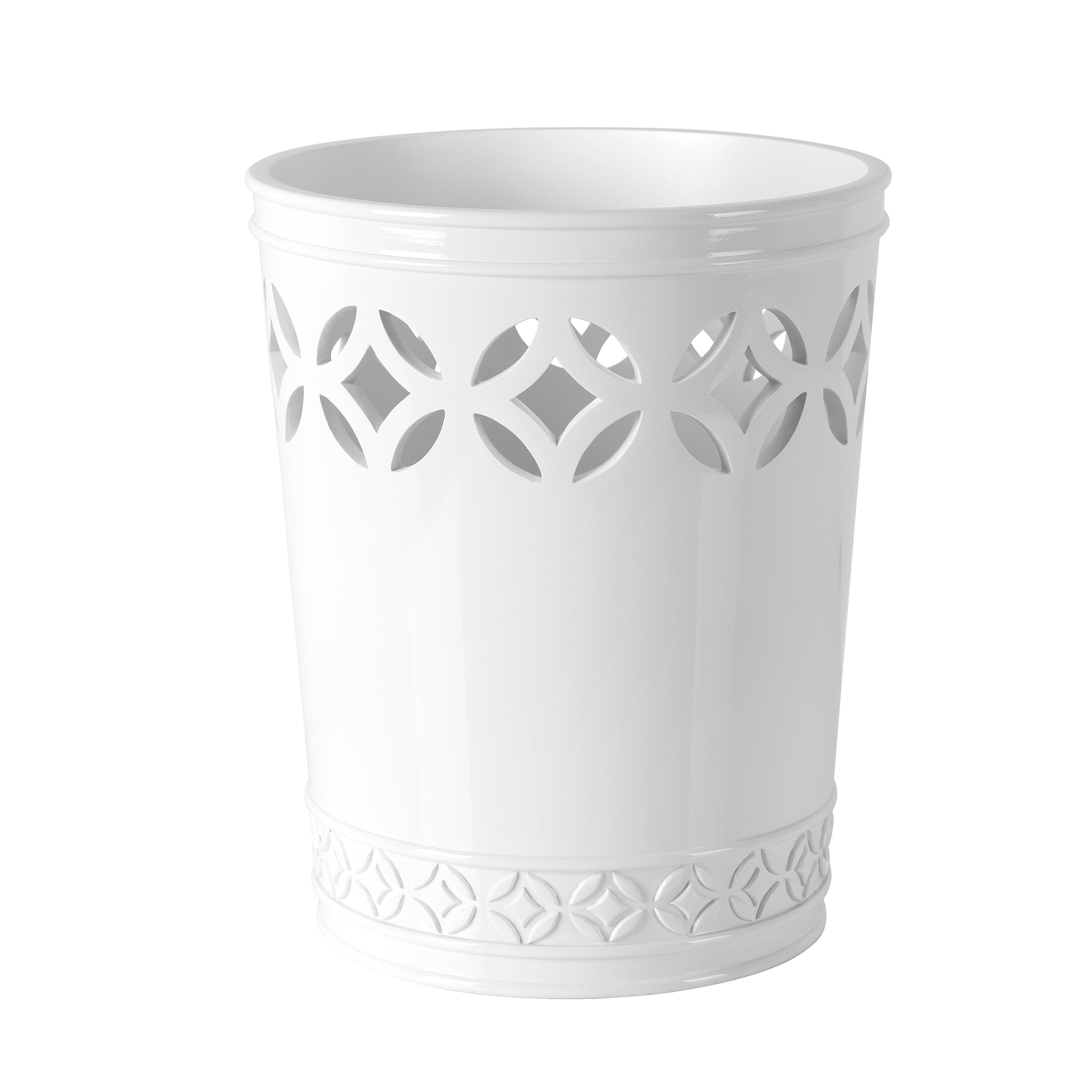 Allure Home Creations 1.4 gal Cayden Cut-Out Embossed Bathroom Trash Can, White