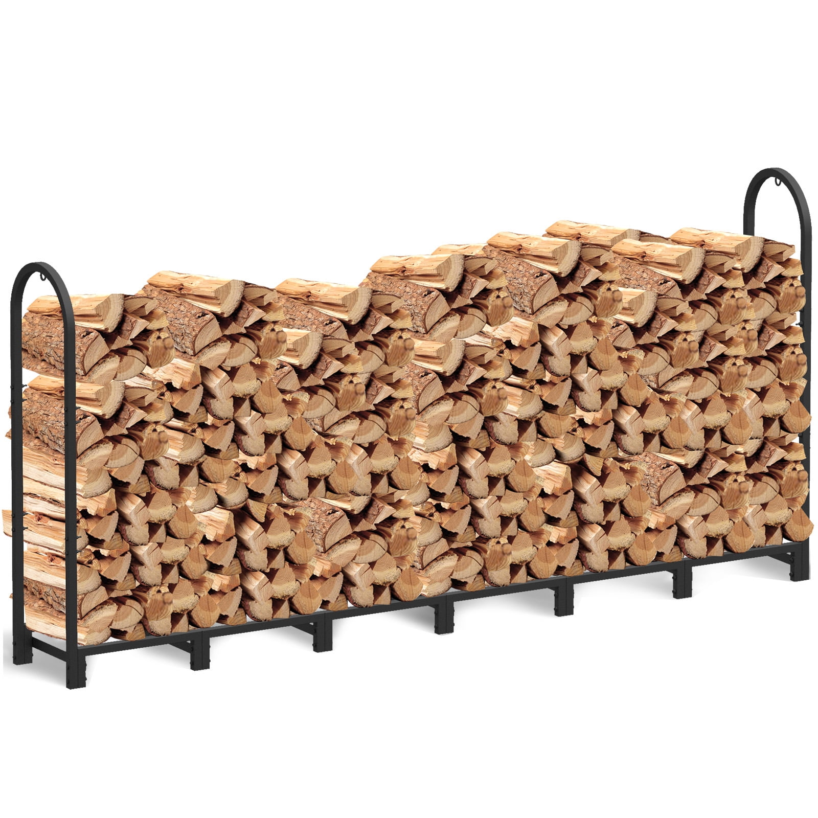 Walensee 8Ft Firewood Rack Holder for Fireplace, Wood Storage Outdoor Heavy Duty Steel Wood Rack