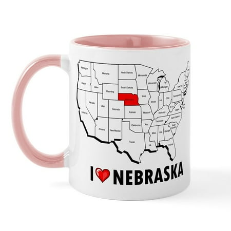 

CafePress - I Love Nebraska Mug - 11 oz Ceramic Mug - Novelty Coffee Tea Cup