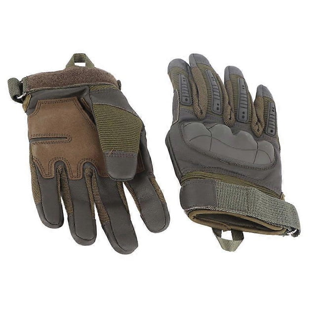 Motorcycle Gloves Hard Knuckle Breathable Good Grip Anti Slip Full Finger Powersports Gloves for Lumbering Heavy Industry Green XL