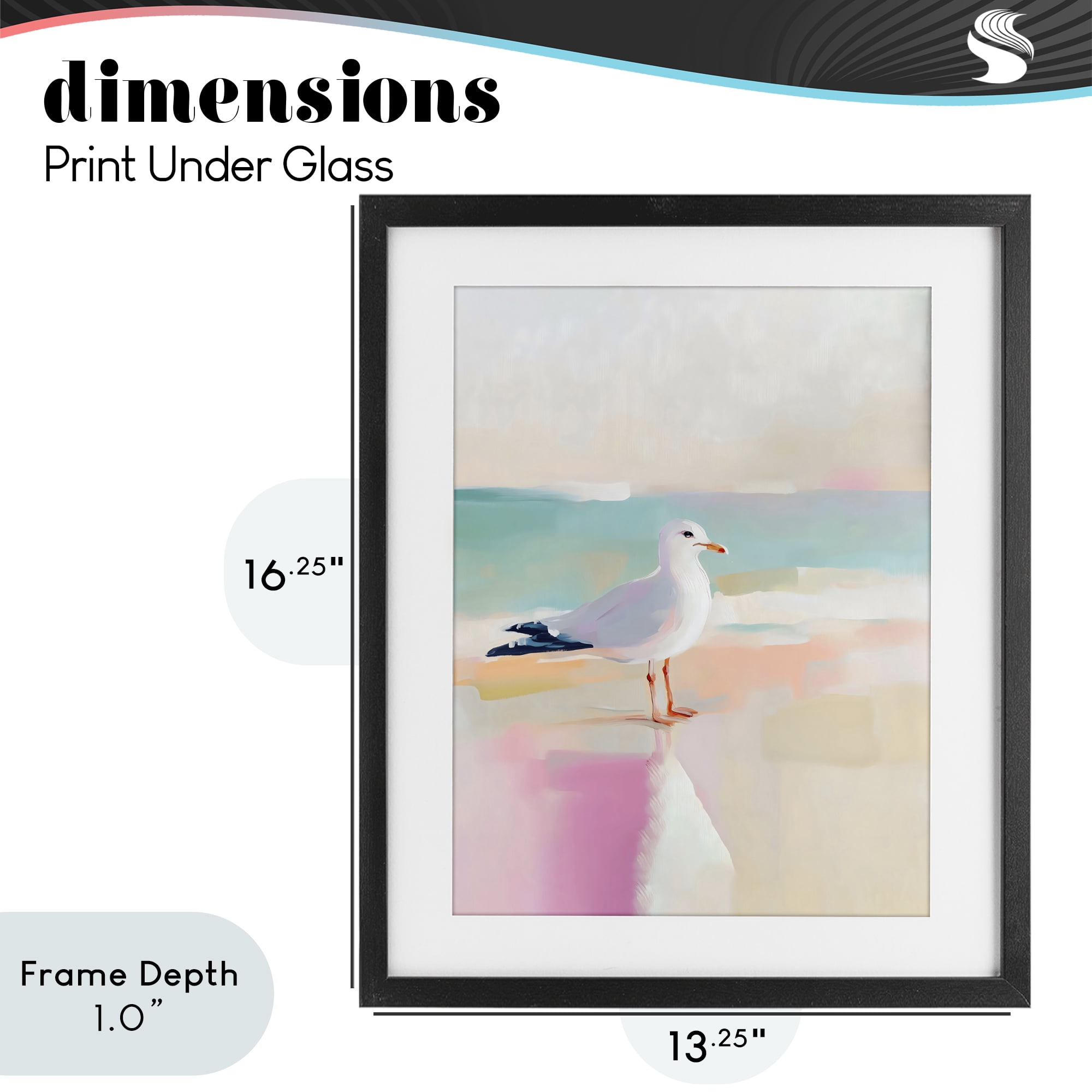 Stupell Industries Seagull Beach Tranquil Reflection Black Framed Print Under Glass, design by The Prints Vibe