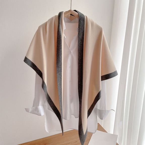 SDNall Plus Size Cardigan Shawl with Sleeves, Soft Faux Mink Knit & Plaid Pattern, Versatile Wear as Cape, Wrap, Scarf for Indoor Outdoor Comfort