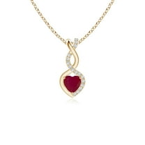 Angara Natural Ruby Pendant Necklace for Women in 14K Yellow Gold (Size-4mm) - July Birthstone Jewelry | Ruby Infinity Heart Pendant