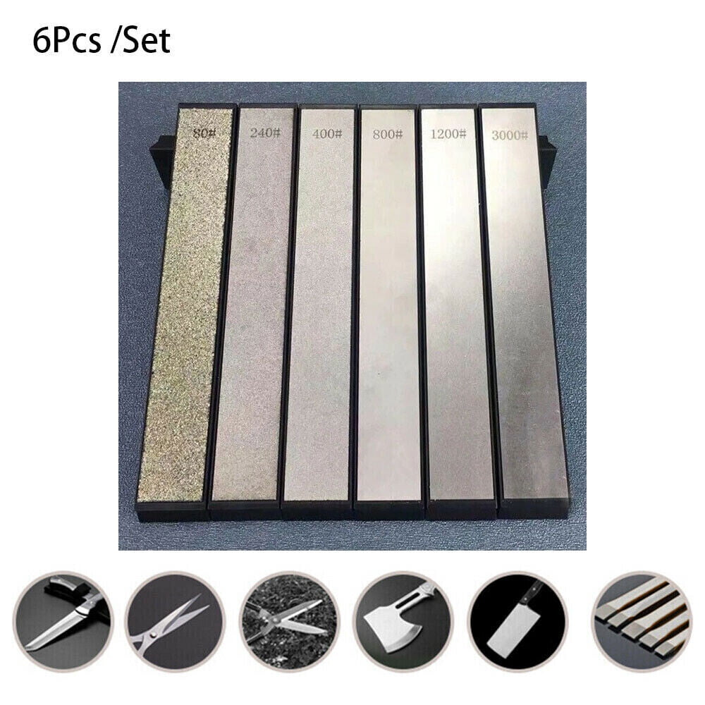 6Pack Grit Diamond Stone Knife Sharpener Household Kitchen Sharpening System New