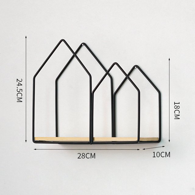 Estante de pared de hierro para dormitorio, decoración para colgar en la pared, estante de almacenamiento de adornos sin perforaciones