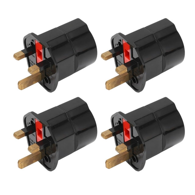 2 Pin To 3 Pin Plug Adapter, Protection EU To UK Plug For Business And Travel Black