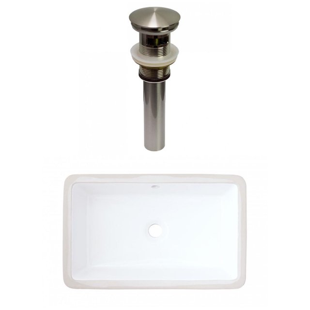 American Imaginations 21.875-in. W CUPC Rectangle Bathroom Undermount Sink Set In White - Brushed Nickel Hardware - Overflow Drain Incl. AI-31815