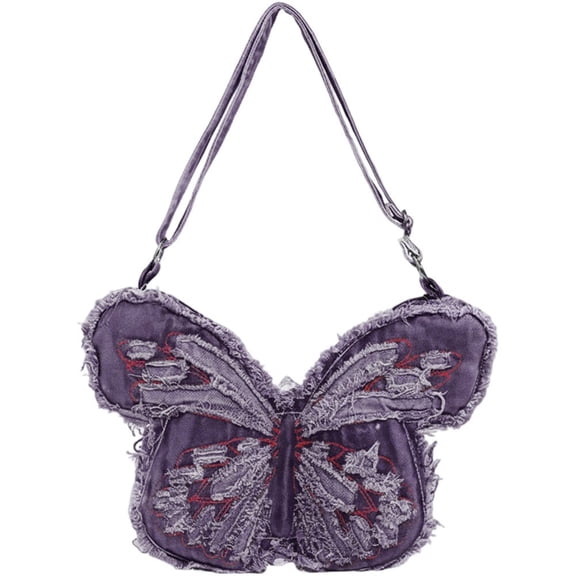 Womens Crossbody Bag Butterfly Shaped Denim Bag Retro Shoulder Bags Denim Tote Bags Travel Handbag Purse Y2K Messenger Bag Cute Shoulder Purse