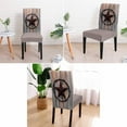 thumbnail image 2 of Wood Star Retro Dining Chair Cover Set of 6,Country Rustic Western Texas Woodgrain Stretch Chair Protectors Slipcover,Spandex Kitchen Chair Seat Back Cushion Slip Cover for Dining Room,Party,Hotel, 2 of 6
