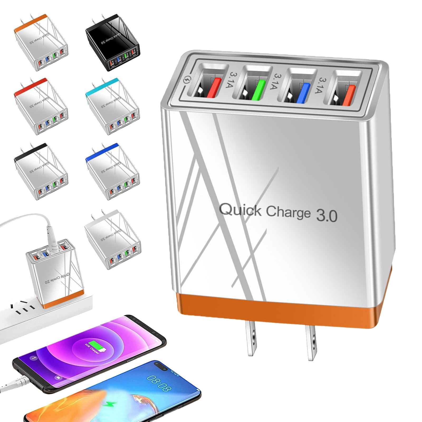 Hyper Charge Pro Charger, 4-Port USB Charger, Quick Charge 3.0 Hub with Temp Control & Fast Charging, Charge Multiple Devices 4X Faster for Android and iPhone