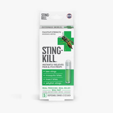 Sting-Kill Instantly Relieves Pain & Itch Maximum Strength Benzocaine & Menthol, 5 ct
