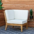thumbnail image 6 of Linon Farrah Outdoor Teak Wood Corner Chair Off White Cushions in Natural Finish, 6 of 13