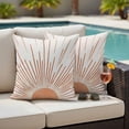 thumbnail image 5 of 2 Pack Outdoor Waterproof Throw Pillow Covers,Boho Sun Arch Orange Stripe Decorative Square Pillow Case Patio Pillowcases for Chair Couch Sofa 16x16in, 5 of 9