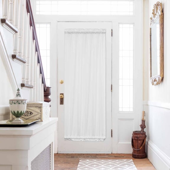 White Door Curtains for Door Window, French Sidelight Front Back Door Curtains With Tieback, Modern Minimalist Pure Soild Color Kitchen Rod Pocket Drapes Panel, 25"x72"