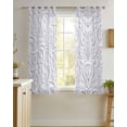 thumbnail image 4 of Floral Patterns Sheer Curtains 39 Inch Length 2 Panels Set for Living Room/Bedroom, Silver White Flowers Leaves Aesthetic Kitchen Curtains Grommet Semi-Sheer Curtains Window Treatments 27.5"x39"x2, 4 of 7