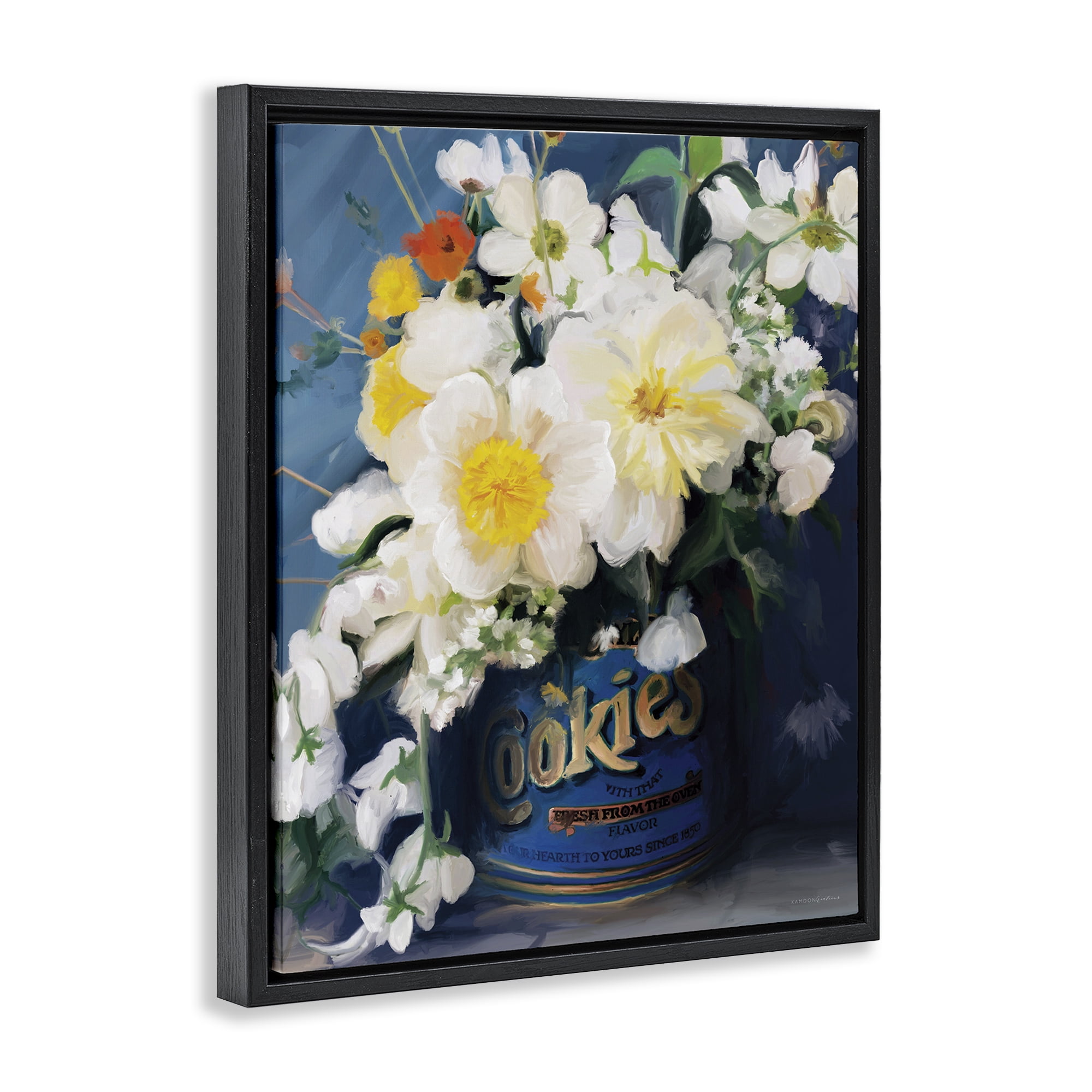 Stupell Industries Bouquet in Vintage Jar Botanical & Floral Painting Black Floater Framed Art Print Wall Art, 25 x 31