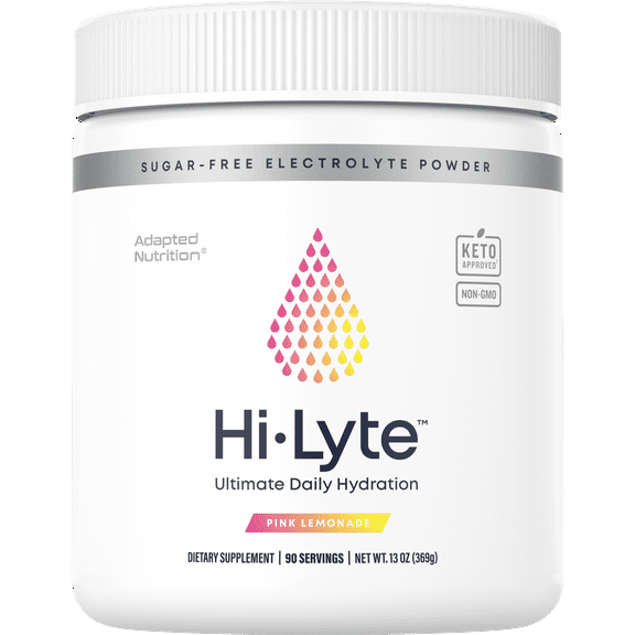 Adapted Nutrition | Hi-Lyte Electrolyte Powder Pink Lemonade Drink Mix | 90 Servings