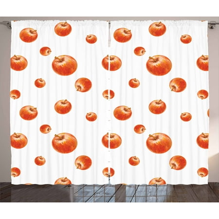 Apple Curtains 2 Panels Set Watercolor Style Cameo Apples