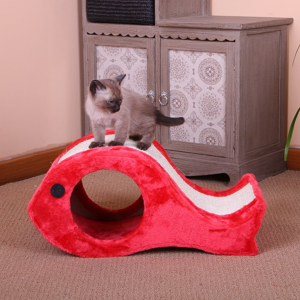 PetPals Chum Fleece and Sisal Fish Shaped Scratcher Box