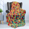 thumbnail image 4 of Abstract Soft Flannel Fleece Throw Blanket, Triangle Formed Fractal Geometric with Aztec Culture Effects Western Print, Cozy Plush for Indoor and Outdoor Use, 60" x 80", Multicolor, by Ambesonne, 4 of 5
