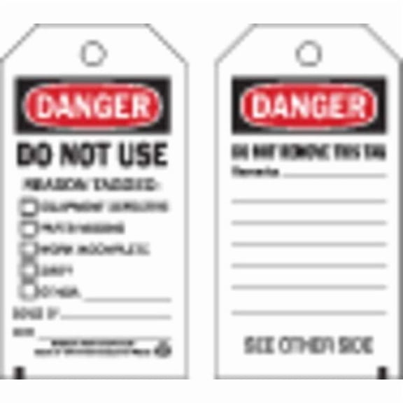 Brady Danger Tag,5 3/4in H,3in W,Crdstck,PK100 86643