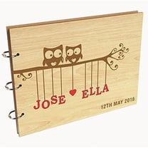 Darling Souvenir Personalized Engraved Laser Cut Wedding Guest Book Wooden Cover Sign-in Book Registry Guestbook Scrapbook-8J