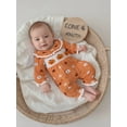 thumbnail image 6 of Jxzom Newborn Baby Girl Halloween Outfits Puff Sleeve Cotton Linen Ruffle Pumpkin Print One Piece Jumpsuit Fall Clothes, 6 of 10