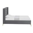 thumbnail image 3 of Montez Upholstered Linen King Size Wingack Platform Bed, Grey, 3 of 7