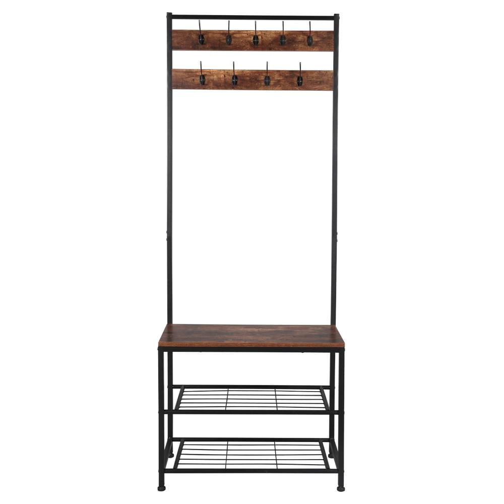 Hall Tree with 2 Cube Storage Shelf Industrial Garment Racks IBUYKE Coat Rack Shoe Bench Living Room UTMJ086H for Entryway Coat Rack with Shoe Bench 71.2 inches Clothes Rack