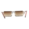 thumbnail image 2 of Metal Stud Rimless Rectangular Unique Metal Rim Sunglasses Gold Brown, 2 of 5