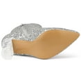 thumbnail image 6 of Unique Bargains Women's Clear Block Heel Glitter Prom Ankle Booties Silver 7, 6 of 7