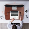 thumbnail image 5 of FLEXISPOT Home Office Height Adjustable Standing Desk Converter Mahogany 28" U-Shape with Keyboard Tray, 5 of 7