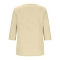 thumbnail image 5 of Women's Casual 3/4 Sleeve T-Shirts Round Neck Cute Tunic Tops Basic Tees Blouses Business Work Tee Top Beige S-Xxl, 5 of 6