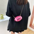 thumbnail image 4 of Sywqhk Bolso Bandolera De Hombro De Pu Ovalado Para Mujer, Monedero Informal Con Estampado De Cadena (Rosa Roja) Sywqhk Para estrenar, 4 of 9
