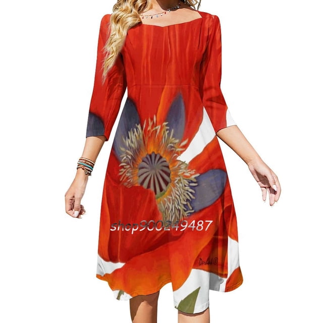 Amapola naranja de Dianna Derhak Vestidos de fiesta de noche Vestido midi sexy Vestido femenino dulce de una pieza Naranja coreano Amapola naranja