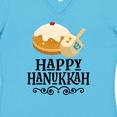 thumbnail image 4 of Inktastic Happy Hanukkah Dreidel Donut Women's V-Neck T-Shirt, 4 of 5