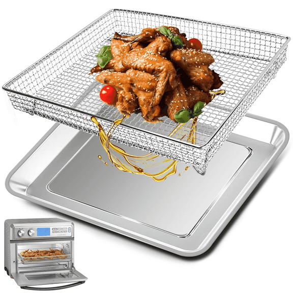 Air Fryer Basket Tray Replacement for Cuisinart TOA-95 Toaster Air Fryer Convection Oven, 14.5 * 11.6'' Air Fryer Basket Wire Rack Accessories Parts