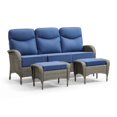 thumbnail image 2 of Unnifurnzi Outdoor Wicker Couch-All Weather Rattan 3 Seater Patio Couch with Outdoor Ottoman 6'' Thick Cushions Outdoor Sofa for Deck Lawn Porch Balcony Poolside-Gray/Blue, 2 of 7