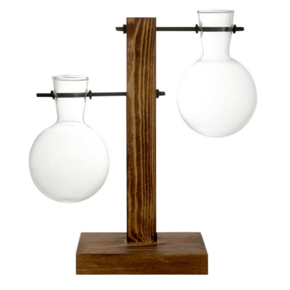 Propagation Station Glass Terrarium Planter Flower Pot With Retro Solid Wooden Stand For Home Kitchen Indoor Garden Wedding Desktop Patio Planters Wall Hanging Planters Planters Pots Tree Pot Indoor