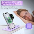 thumbnail image 3 of Wireless charger, 3 in 1 Wireless Charging Station for iPhone 15/14/13/12/11/Pro/Pro Max/XS, Sumsung Galaxy S23 S22 S21 S20, 18w Fast Charger Stand for iWatch 8/7/6/5/4/3, Airpods 3/2/Pro (Purple), 3 of 9