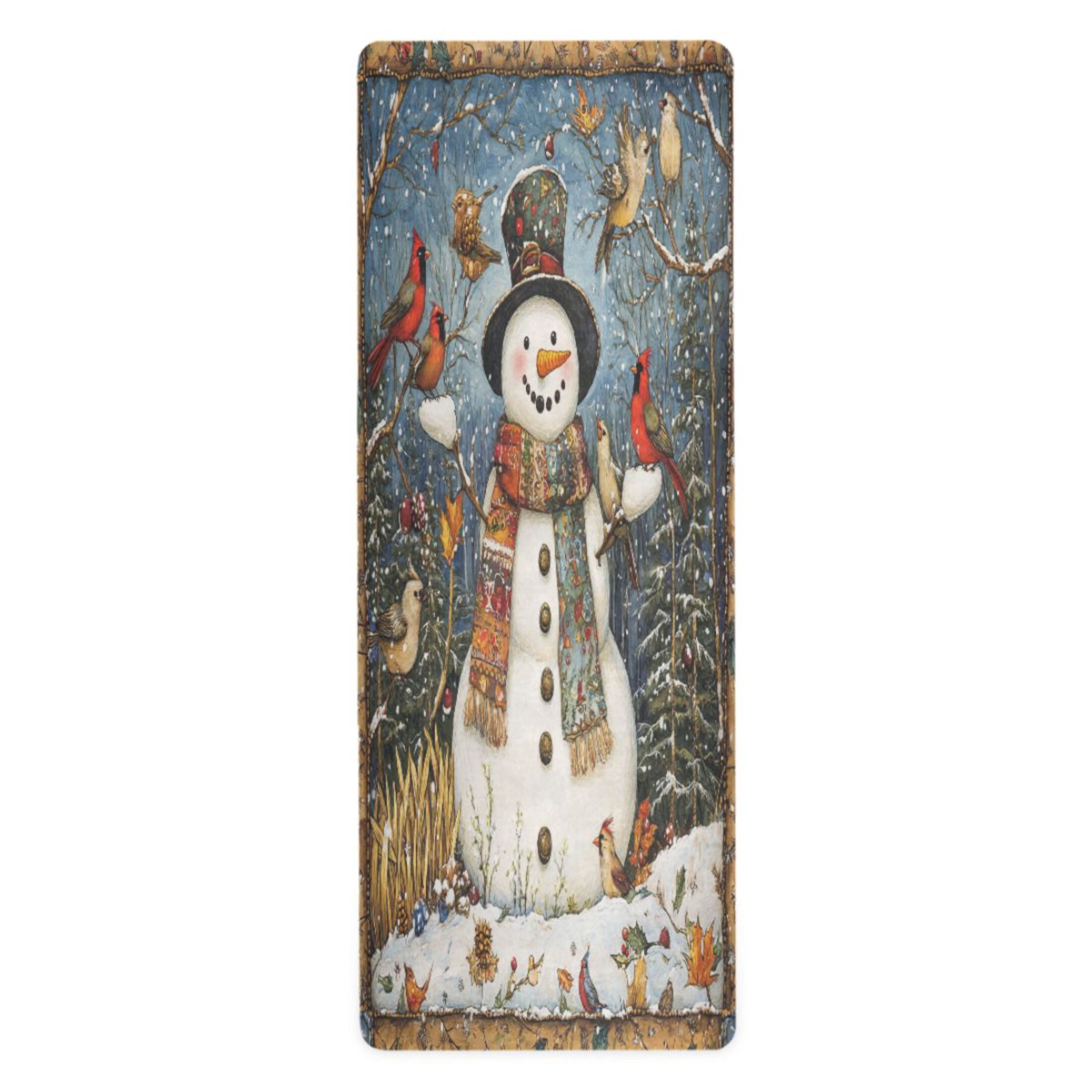 BZSMCE Yoga Mat Women Whimsical Snowman Printing Fitness Mat