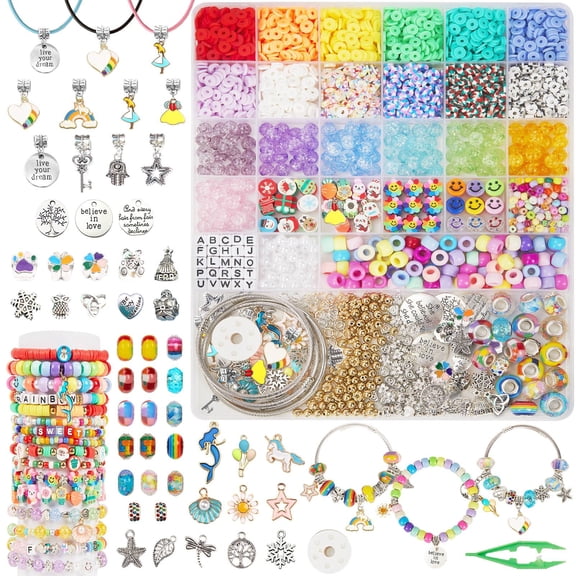 OCARDI Girls Toys Bracelet Making Kit，Unicorn&Mermaid Rainbow Theme Crafts Gift for Birthday Christmas,Jewley Making Kit for  Boys,Teen Girls