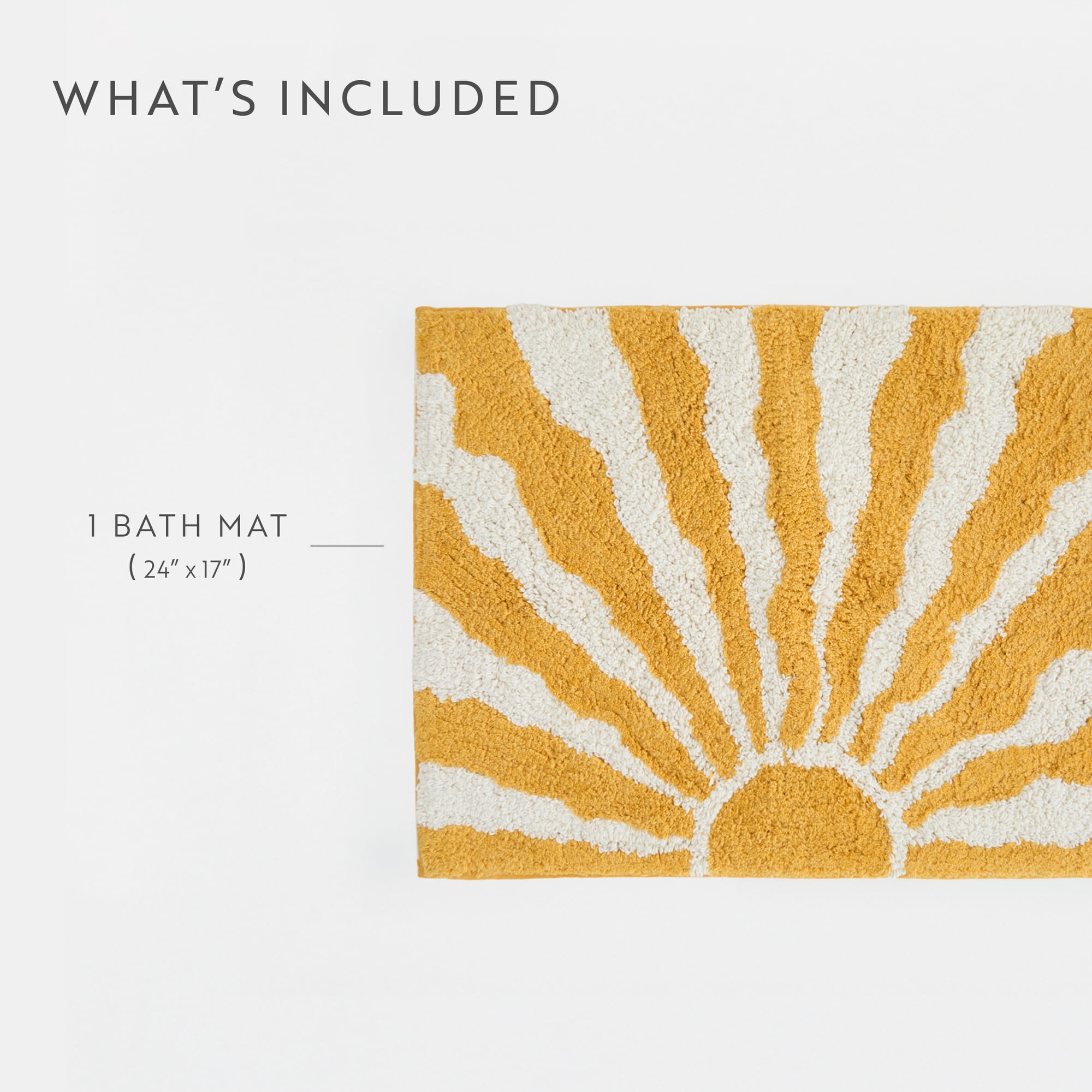 Noble Linens Modern Pattern Cotton Bath Mat, 24 in x 17 in, Sunrise Yellow