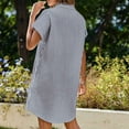 thumbnail image 4 of RYDCOT Womens Button Down Shirt Dress Summer Striped Dress Turn Down Collar Mini Dress Casual Short Sleeve Loose Tunic Dresses with Pockets Navy, 4 of 4