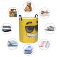 thumbnail image 4 of Balery Smiling With Sunglasses Cesta de ropa redonda con asas, impermeable, independiente, para ropa, juguetes, dormitorio y familia-Small, 4 of 6