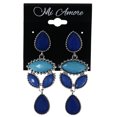 thumbnail image 2 of Faceted Teardrop Drop-Dangle-Earrings With Bead Accents Blue & Silver-Tone Colored #MQE035, 2 of 2