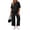 01 Black, variant on Two Piece Sets for Women Summer Outfits Lounge Sets Short Sleeve Tops Cropped Pants Comfy Pjs Sets(1X-5X)