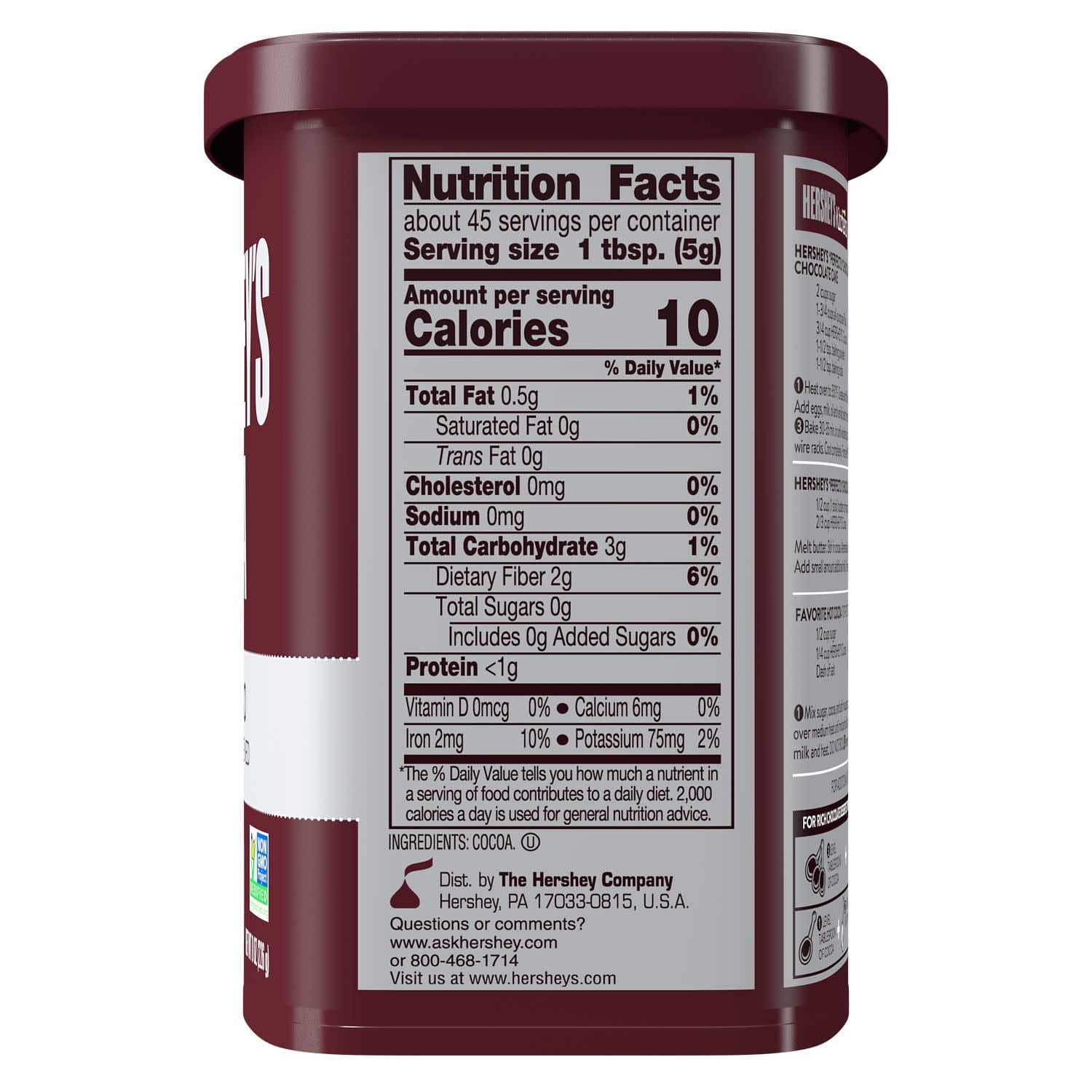 Hershey's Natural Unsweetened Cocoa Powder, Can 8 oz