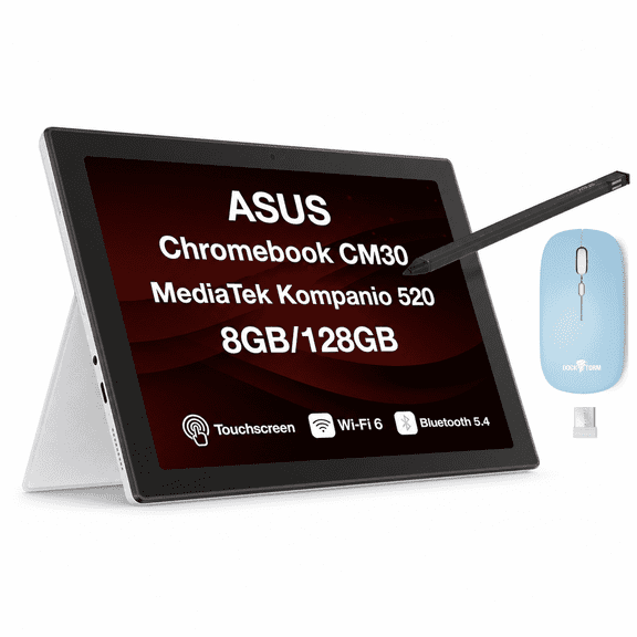 ASUS Chromebook CM30 MediaTek Kompanio 520 8GB 128GB eMMC Chrome OS w/Wireless Mouse