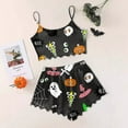 thumbnail image 2 of CAUYDY Womens Halloween Pajamas Short Set Pumpkin Skeleton Spooky Printed Top and Shorts Sleeveless Sleepwear(A01-Black,L), 2 of 4